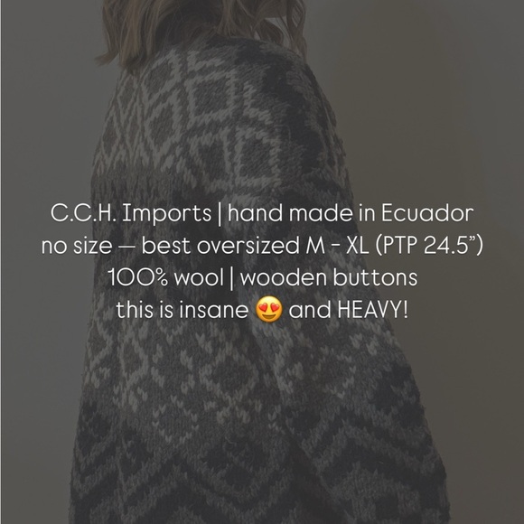 🎱 Vintage ONE OF A KIND handmade in Ecuador wool cardigan - Picture 8 of 8